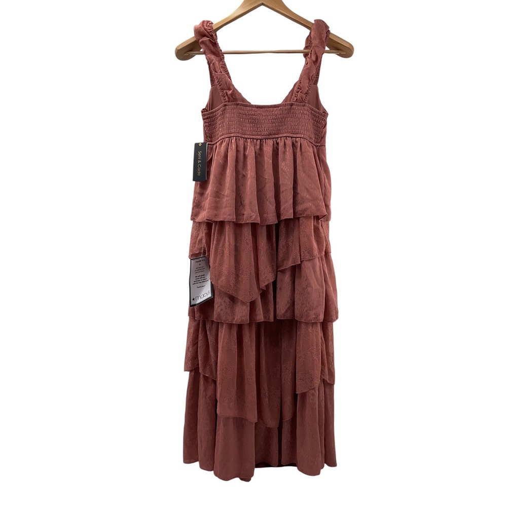 Seni & Cade Women Blush Rose Pink Tiered Lace Midi Dress NWT Size S 2043-FY3A - Picture 5 of 11
